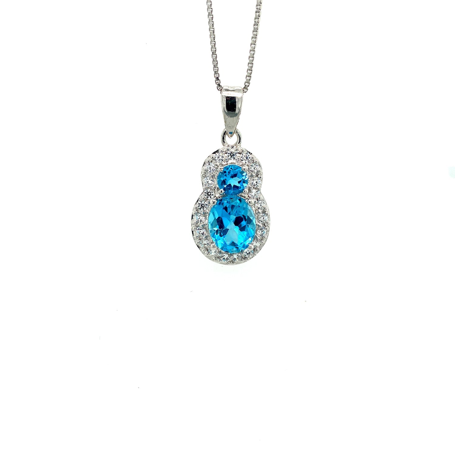 Blue Topaz Pendant in .925 Sterling Silver - KSP 38039